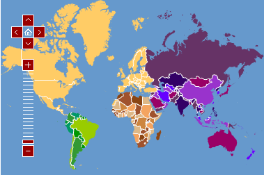 Interactive map - click on countries visited so far - requires Flash