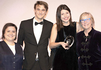 The NatCen team collects its prizes from Susan Calman (left)