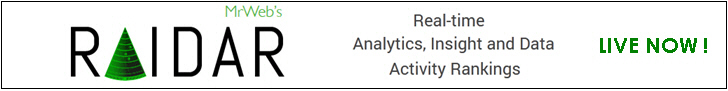 MrWeb's RAIDAR - Real-time Analytics, Insight and Data Activity Rankings MrWeb's RAIDAR - Real-time Analytics, Insight and Data Activity Rankings
