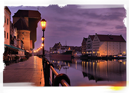 Riverside at dawn, Gdansk, Poland