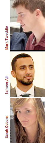 Mark Tweddle, Sameer Ali and Sarah Coburn