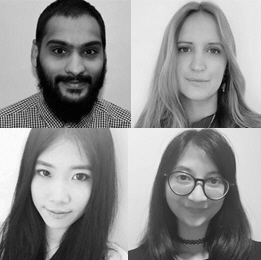 L to R, Top to Bottom: Haroon Iqbal, Esther Hayward, Yi Wei and Awliya Rahimah Hendaryanti