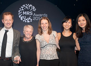 The Ipsos MORI and Amgen team with MRS President Dianne Thompson (second left)