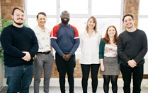From left to right: Matthew Foxwell, Kyle Robertson, Manuel Domingos, Emma Moselen, Isabel Kearney, Daniel Salamons
