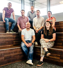 Left to right, top row: Robbie Stewart, Michael Weatherby, Kirk Stevens, Steven Bird, Hannah Downs. Left to right, bottom row: Jim Parkinson, Lil Stanton