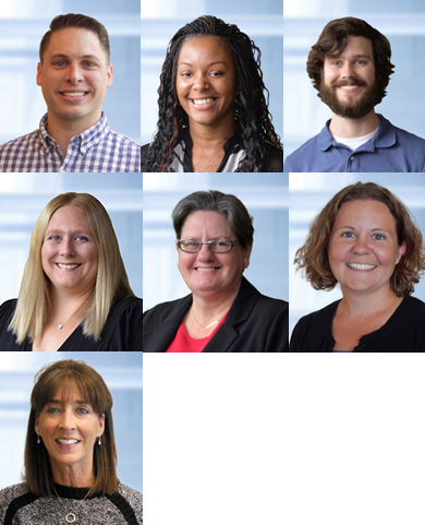 Left to right, top to bottom: Zach Meyer, Kelsey Amerson, Aaron Baker, Melissa Barford , Deborah Nell , Janice Gennaria and Jean Nickels
