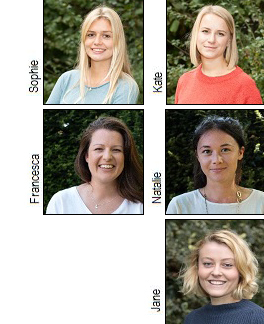 Sophie Marder, Kate Benson, Francesca Hardman, Natalie Webb and Jane Passey