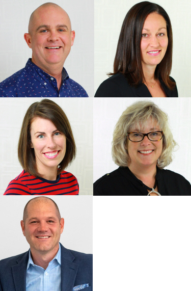 L to R, Top to Bottom: Jason Ebbing, Carley Metsker, Beth Finn, Cindy Tullis and Tim Laake