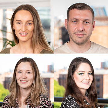 Above L to R: Alice Hesmondhalgh, Tom Dreaves; Below: Beth Metcalfe, Lauren Skardon