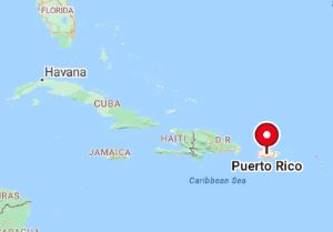 Map showing location of Puerto Rico