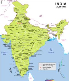 Map of India from worldmapwithcountries.net
