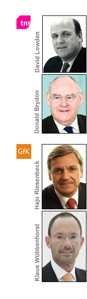 TNS's David Lowden and Donald Brydon; GfK's Hajo Riesenbeck and Klaus Wbbenhorst